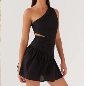 Peppermayo Black Mini Linen Dress